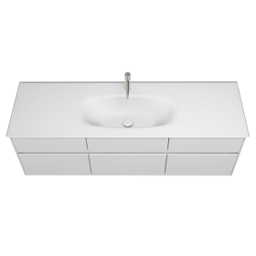 Glass washbasin, back side lacquered in frontcolour incl. vanity unit SGAT160 - burgbad