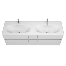 Glass double washbasin with back finished in the same colour as the front incl. vanity unit SGAW160 - burgbad